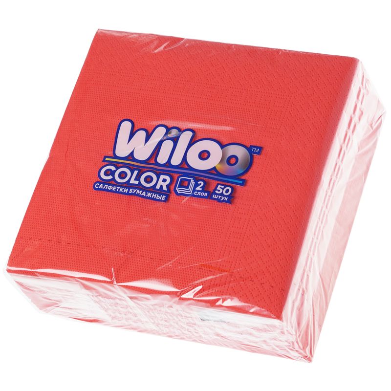 Салфетки бумажные двухслойные Wiloo красные цена и фото