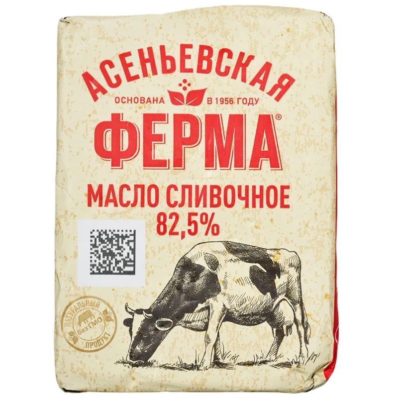 Сливочное масло Асеньевская ферма 82.5% жир. 180г