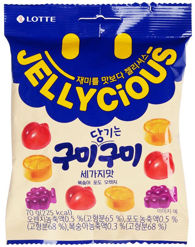 Мармелад жевательный Jellycious Gummy Gummy со вкусом персика, винограда, апельсина 70г мармелад жевательный с начинкой big gummy 18 г