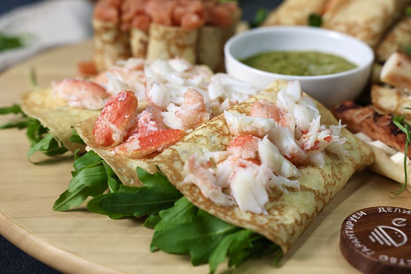 Краб с рукколой и творожным сыром