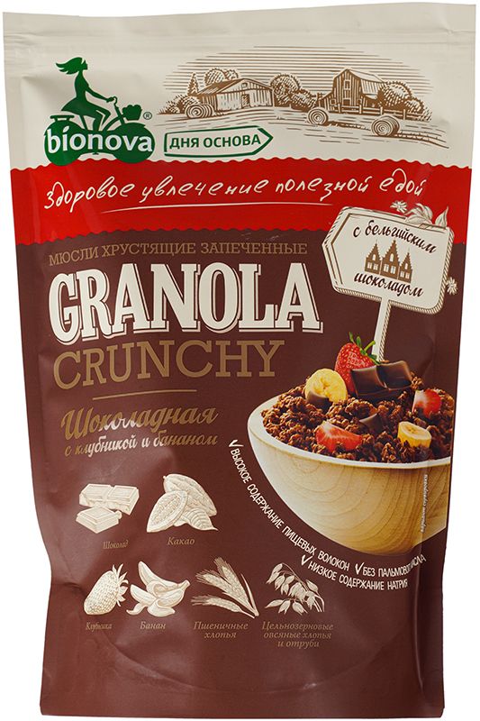 мюсли granola lab овсяный завтрак 330 г Мюсли Шоколадные с клубникой и бананом запеченные 400г