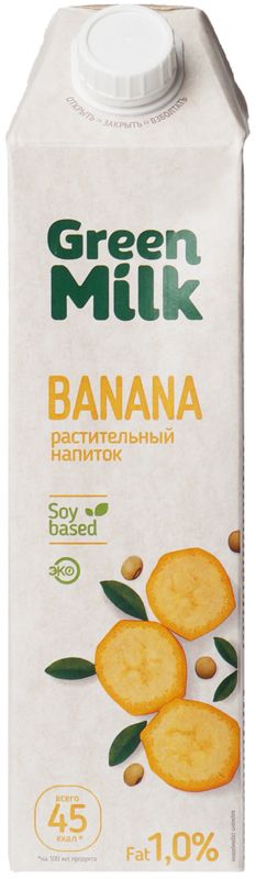 Напиток соевый со вкусом банана Green Milk 1л