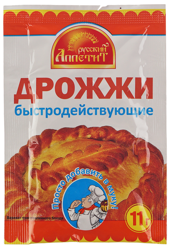 Дрожжи быстродействующие Русский аппетит 11г дрожжи сладо быстродействующие сухие 11г