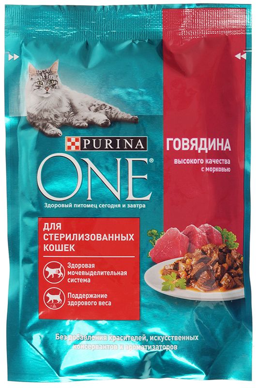 Влажный корм для стерилизованных кошек Purina One Говядина 75г