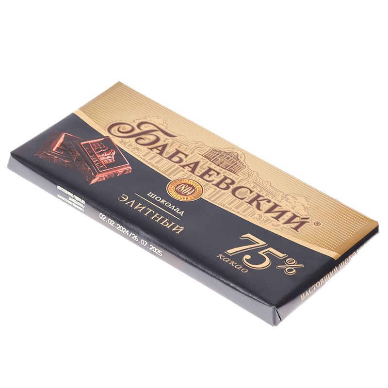 Шоколад Бабаевский элитный 75% какао 90г шоколад горький бабаевский элитный 200 г