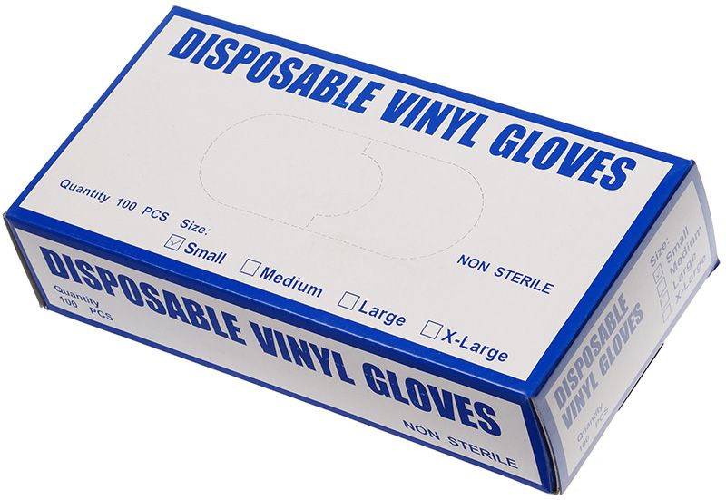 Перчатки виниловые Gloves S 100шт 28296