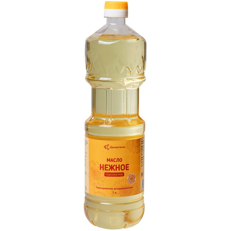 Масло подсолнечное рафинированное Деликатеска 1л масло подсолнечное добавкин рафинированное 800 мл