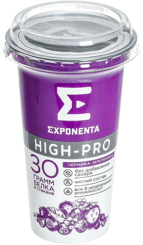 Напиток высокобелковый Exponenta High-Pro со вкусом черники и земляники 250г напиток кисломолочный exponenta high pro клубника арбуз 0% 250 г
