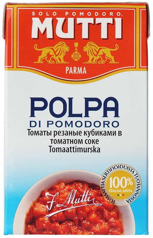 Томаты резаные кубиками в томатном соке Мутти 500г томаты bioitalia очищенные в томатном соке 400 г
