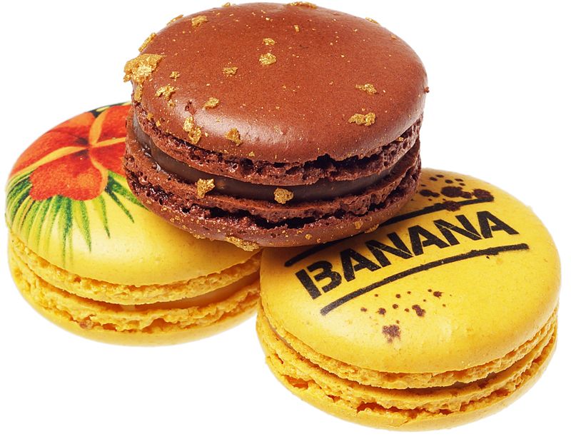 Набор пирожных макарон Классик манго/маракуйя, банановая меренга, арахис в мягкой карамели 48г цена и фото