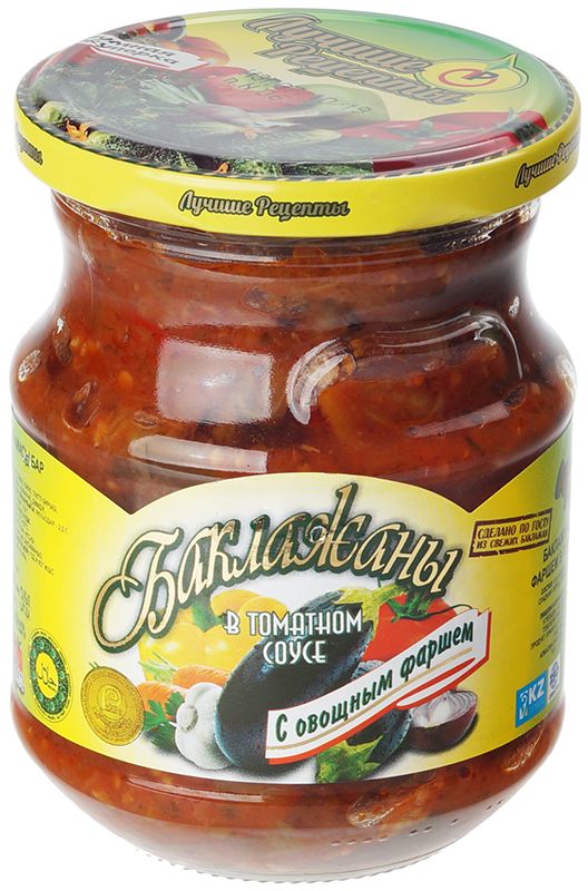Баклажаны в томатном соусе с овощным фаршем Лучшие рецепты Казахстан 440мл цена и фото