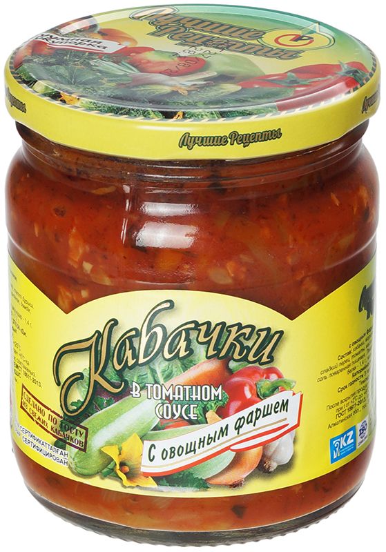 Кабачки с овощным фаршем в томатном соусе Лучшие рецепты Казахстан 440мл цена и фото