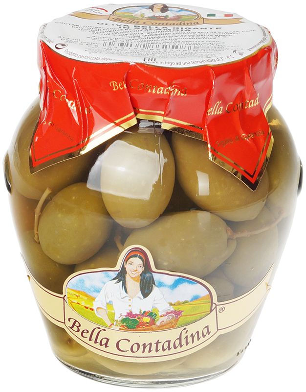 Оливки с косточкой гигант Белла ди Чериньола Bella Contadina Италия 290г маслины чёрные крупные iberica с косточкой 420г