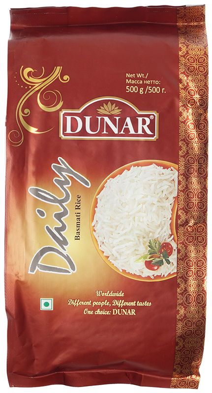 Рис Басмати Дейли длиннозерный шлифованный частично пропаренный Dunar Индия 500г рис басмати селект daawat 1 кг
