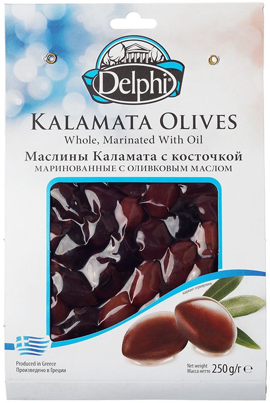 Маслины с косточкой Каламата маринованные с оливковым маслом Греция 250г