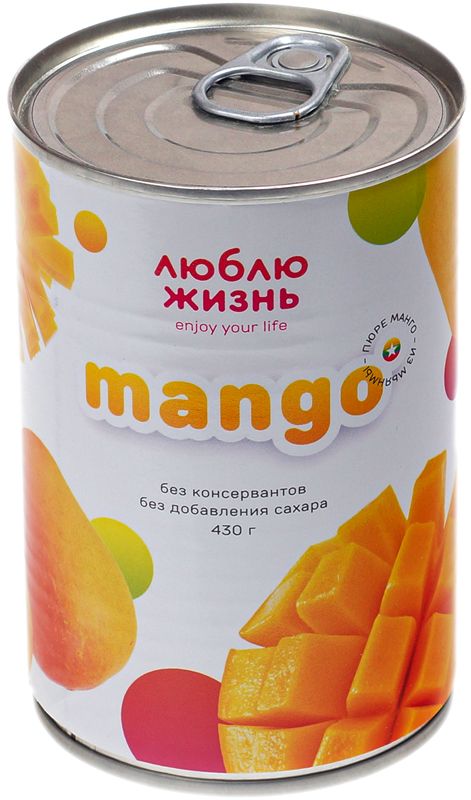 Пюре из спелого манго без сахара из Мьянмы 430г