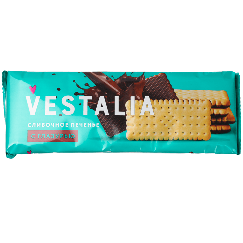 Печенье Vestalia сливочное с глазурью 200г forsite печенье сэндвич с шоколадно сливочным вкусом 208 г