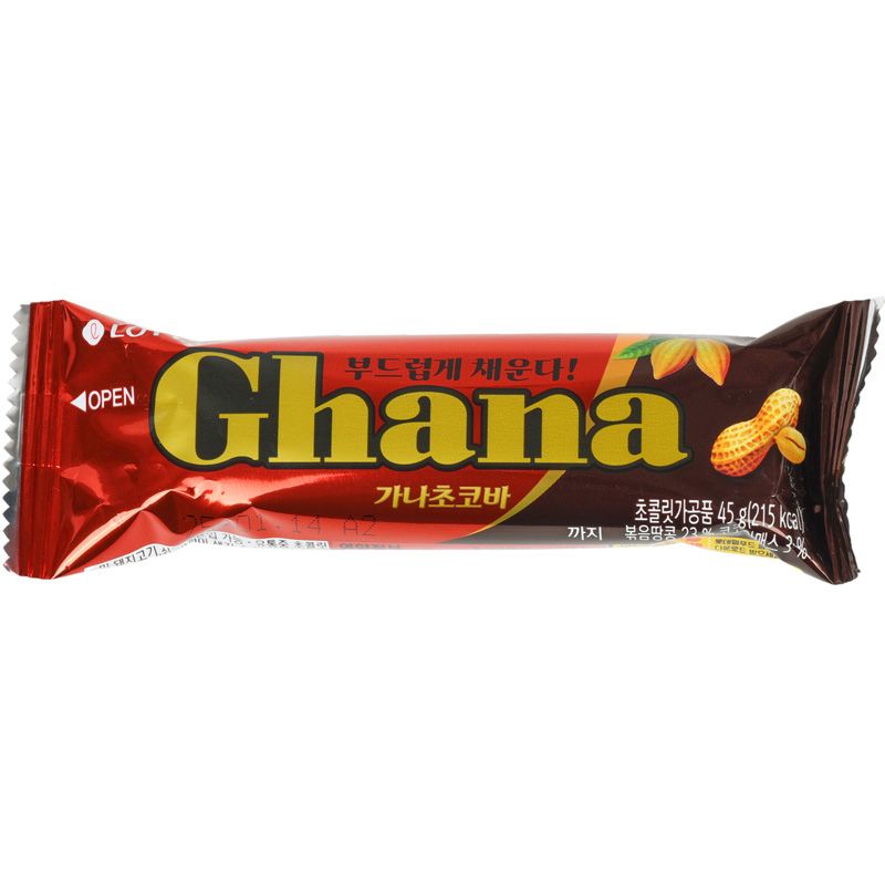 Шоколадный батончик Ghana Chocobar Peanut с орехом 45г батончик шоколадный пикник арахис 38 г