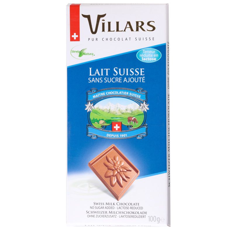 Шоколад Villars молочный без добавления сахара 100г valor плиточный молочный шоколад со стевией без добавления сахара 100 г 3 5 унции