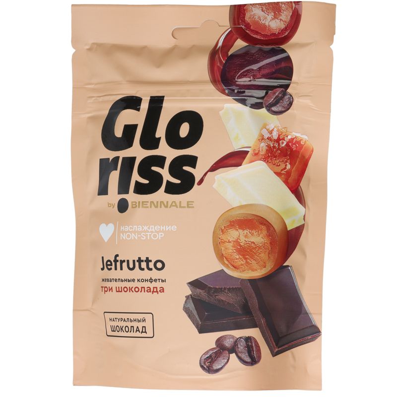 Жевательные конфеты Gloriss Jefrutto в шоколаде 75г конфеты жевательные gloriss jefrutto ассорти в шоколаде 75 г