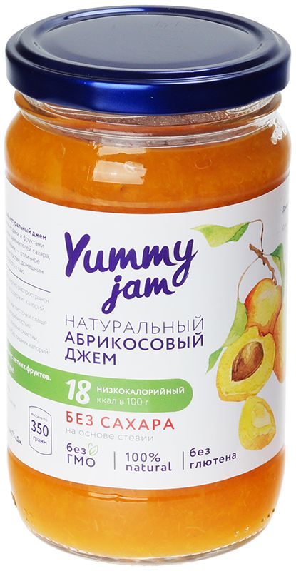 Джем абрикосовый Yummy jam 350г джем десертный голубичный без сахара 195г