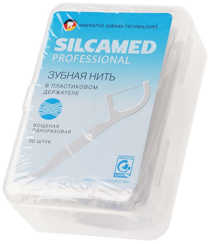 Зубная нить в пластиковом держателе SilcaMed серии Dental Proff System