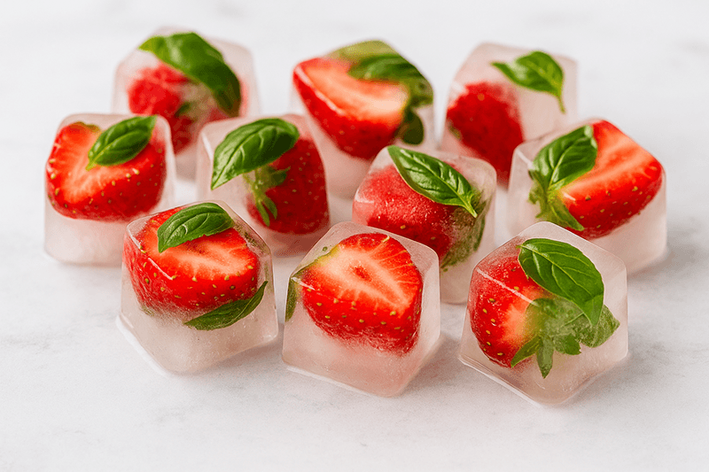 Лед с клубникой и базиликом