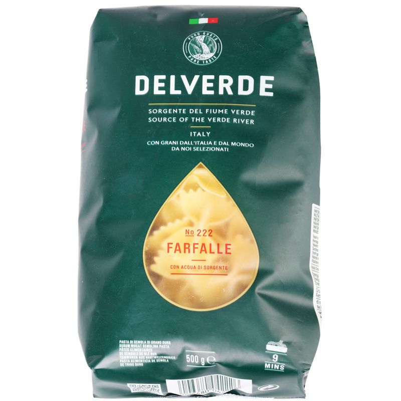 Макароны Delverde Фарфалле из твердых сортов пшеницы без яиц 500г макароны барилла 400г фарфалле