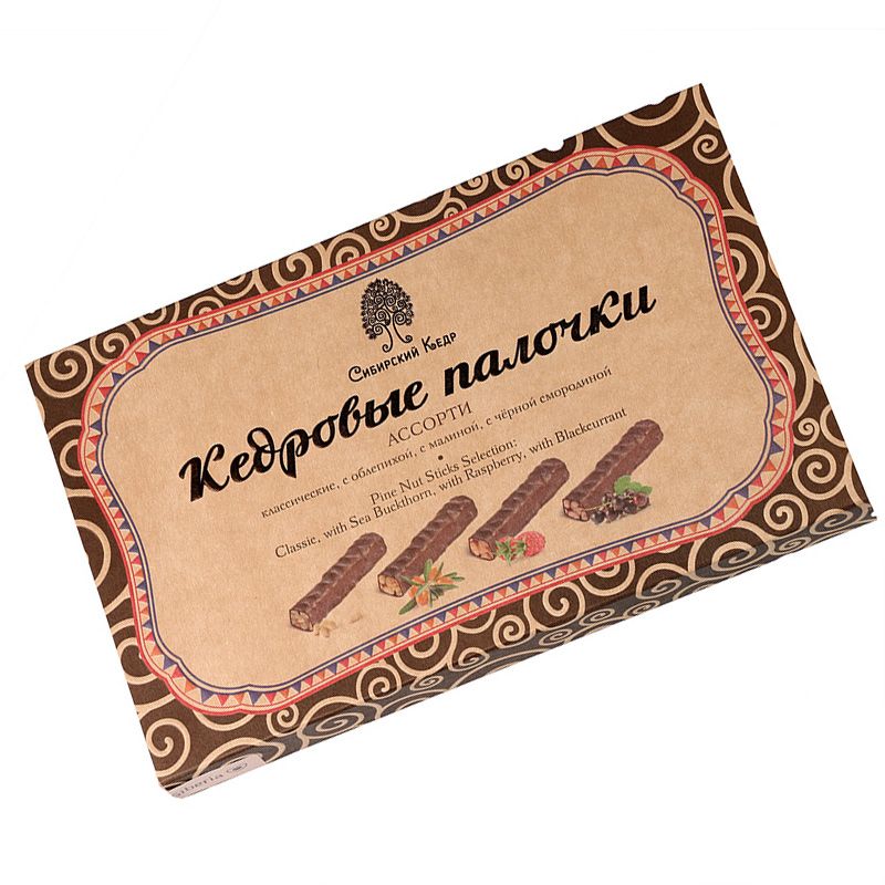 Кедровые палочки в шоколадной глазури Сибирский кедр Ассорти 190г