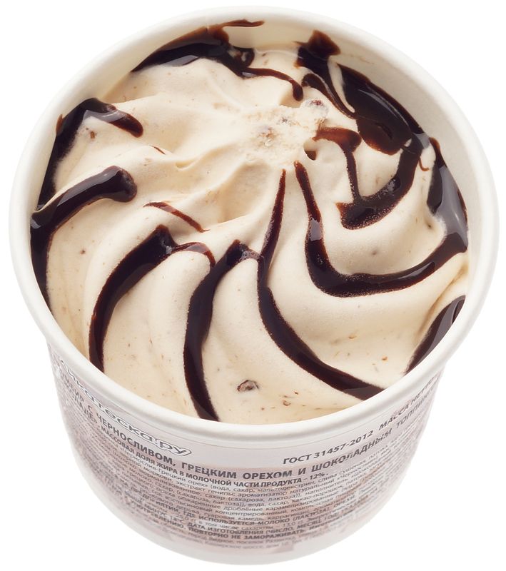Мороженое пломбир Чернослив в шоколаде с грецким орехом Деликатеска 75г