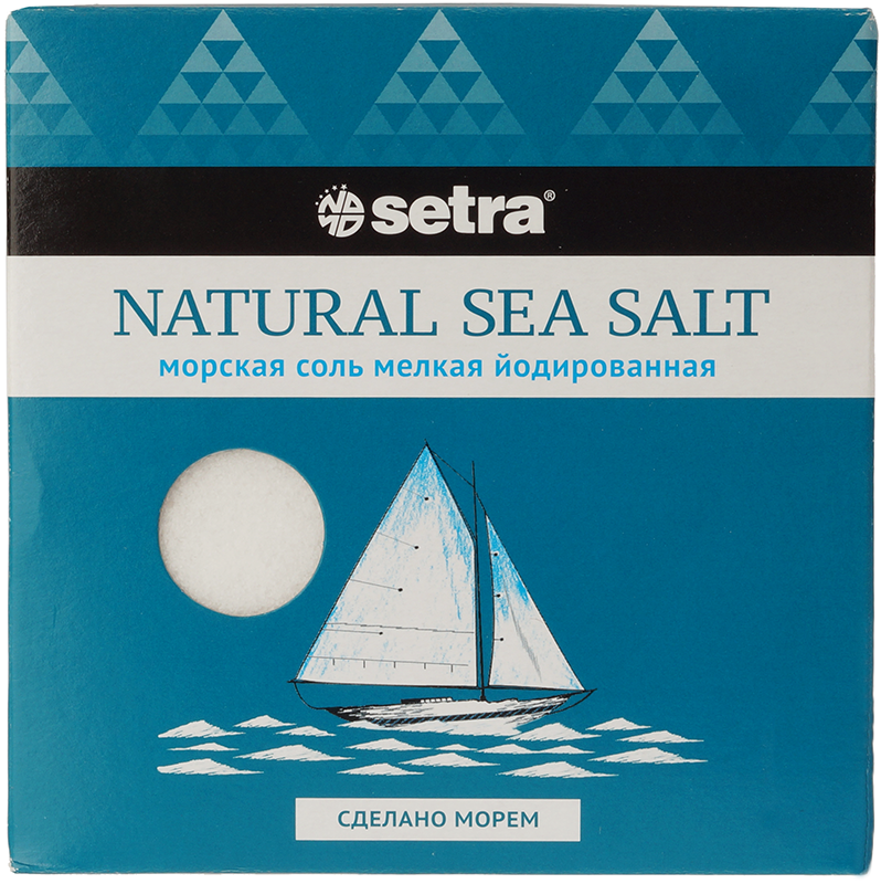 Соль морская йодированная мелкая Setra 500г соль морская пищевая setra крупная йодированная 500 г