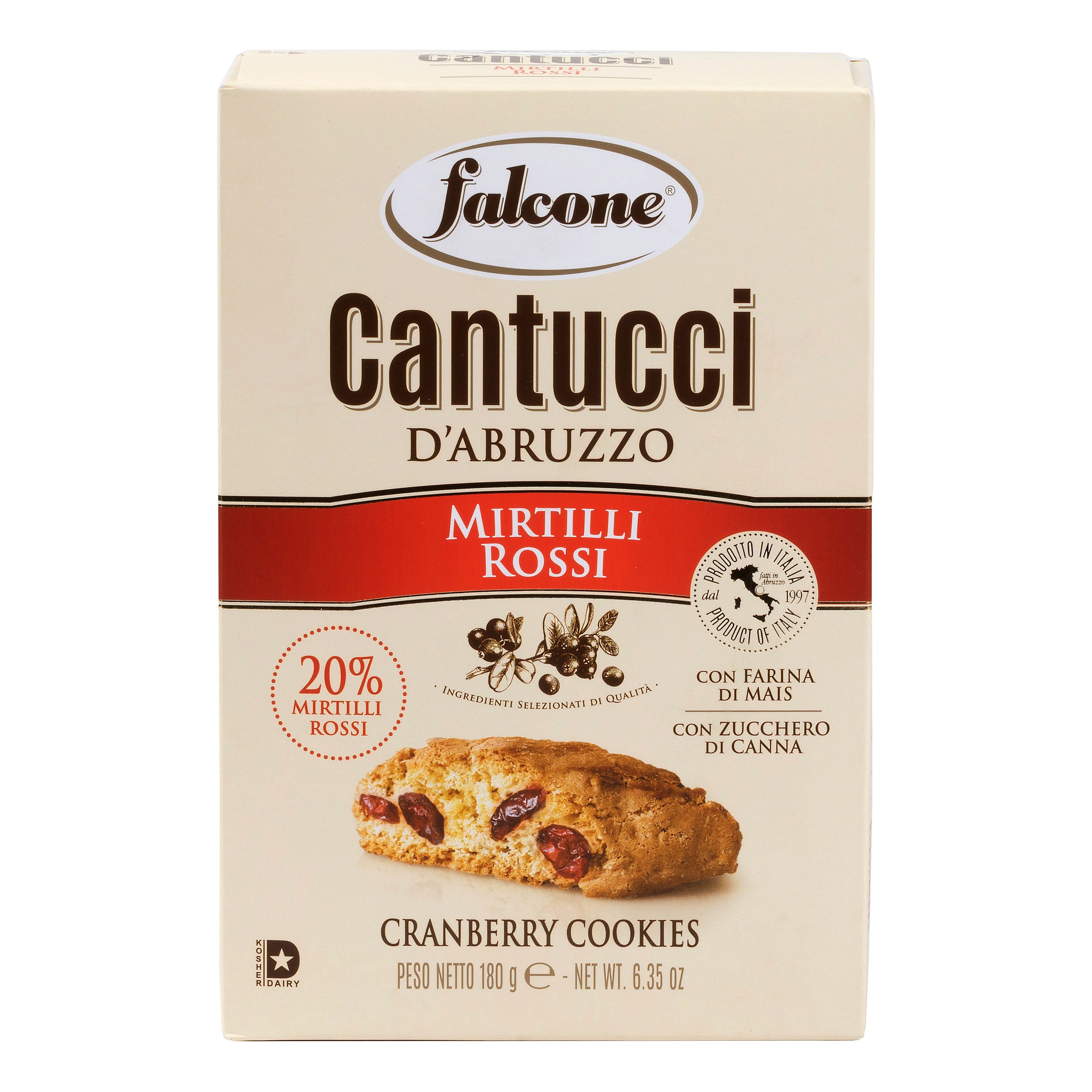 Печенье Кантуччи с клюквой Falcone 180г печенье falcone кантуччи сахарное с темным шоколадом 200 г