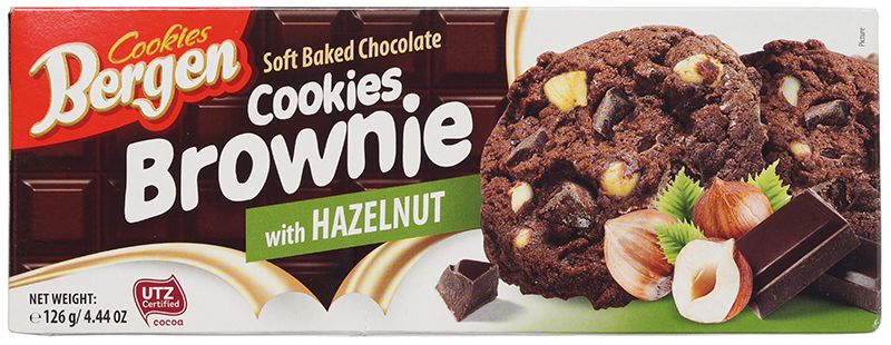 Печенье шоколадное с кусочками шоколада и лесным орехом Брауни 126г печенье без сахара bergen с кусочками шоколада