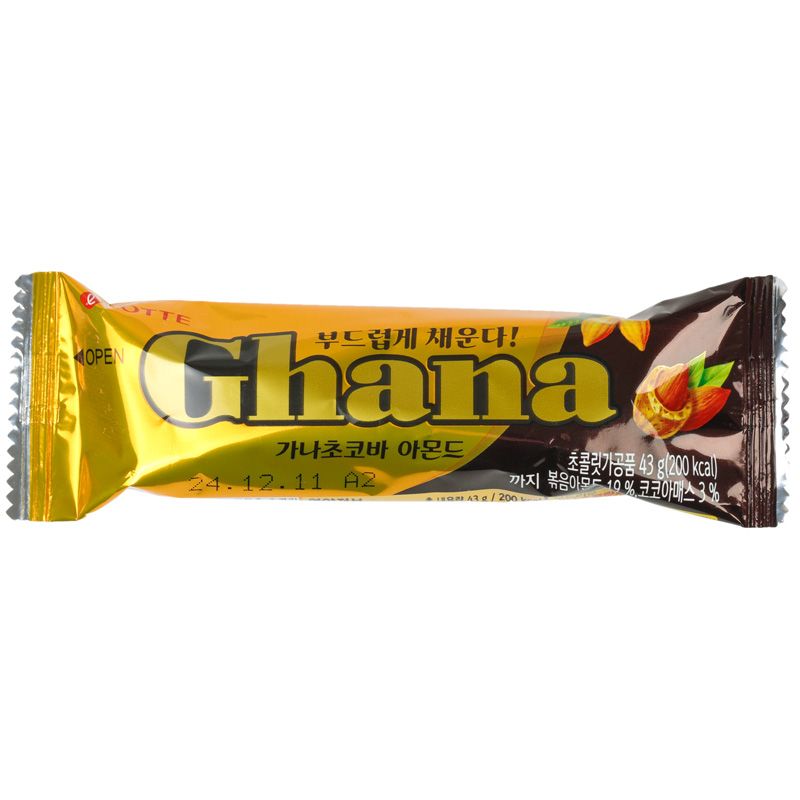 Шоколадный батончик Ghana Chocobar Almond с миндалем 43г батончик умные сладости 20г с кокосовой начинкой без глютена