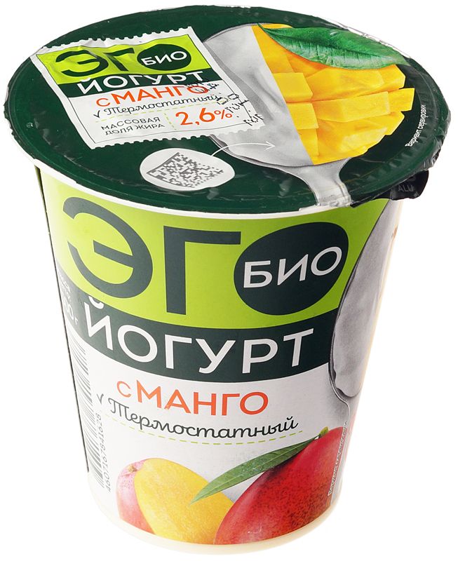 Био-йогурт Эго с манго термостатный 2.6% жир. 300г манго сушёный king пакет 300г