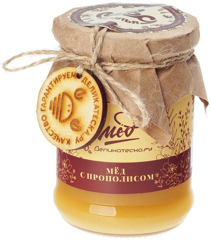 Мед натуральный с прополисом Деликатеска 360г цена и фото