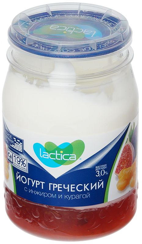 Йогурт Греческий с инжиром и курагой 3% жир. 190г йогурт термостатный lactica греческий 4% 120 г