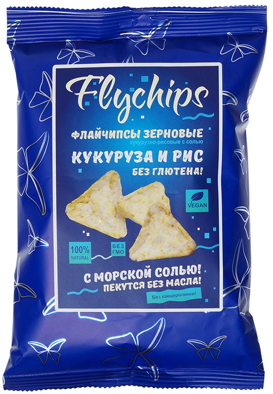 Флайчипсы зерновые кукурузно-рисовые с солью Flychips 40г чипсы кукурузно рисовые dr korner с томатом и базиликом 50 гр
