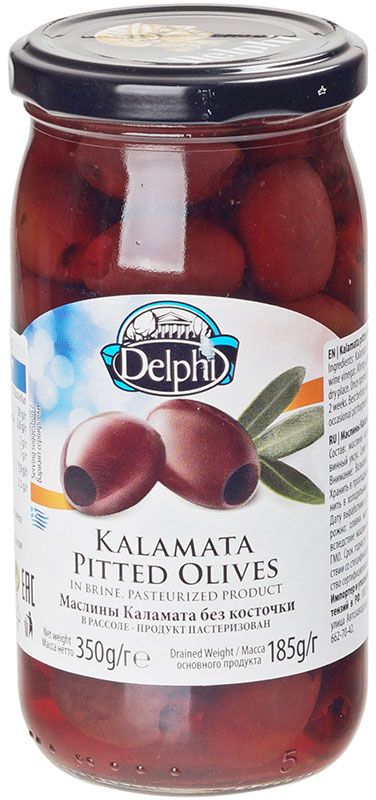 Маслины без косточек Каламата в рассоле Delphi 350г оливки delphi с косточкой в маринаде с лимоном 480 г