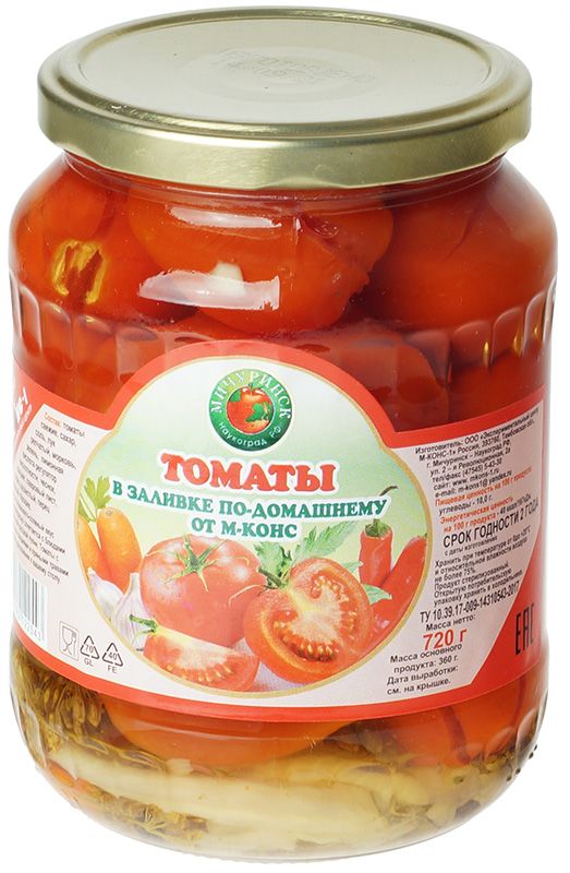 томаты в с с ст б 720г lorado Томаты в заливке по-домашнему 720г
