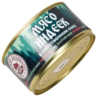 Мясо индеек в собственном соку Балтийский 325г  -1}