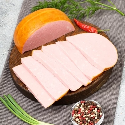 Колбаса вареная со шпиком и чесночком Деликатеска ~400г-1}