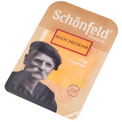 Сыр Чеддер красный Schonfeld 50% жир. нарезка 125г-1}