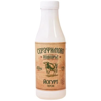 Йогурт питьевой Серафимово Подворье Персик 2.5% жир. 450г-0}