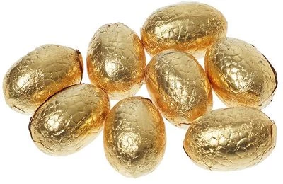 Золотые шоколадные яйца с начинкой пралине 100г-1}