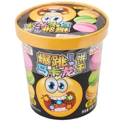 Печенье-сэндвич Макарон с кремовым вкусом и взрывной карамелью Китай 80г-0}