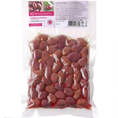 Оливки Каламата с косточкой в оливковом масле Деликатеска 200г-0}