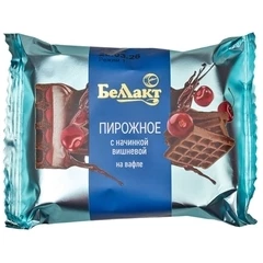 Пирожное с творогом с вишневой начинкой на вафле Беллакт 100г
