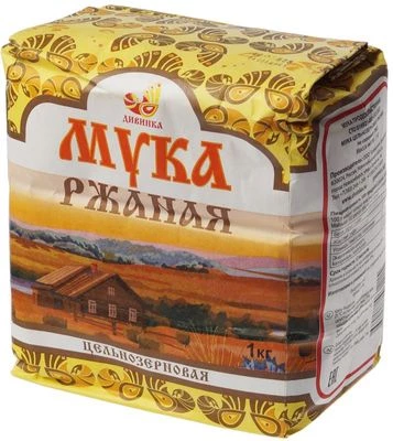 Мука ржаная цельнозерновая Деревенская хлебопекарная Дивинка Россия 1кг -1}