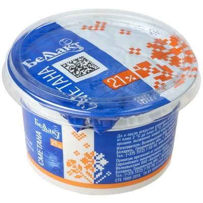 Сметана 21% жир. Беллакт Белоруссия 180г-0}